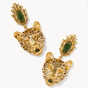 Kendra Scott Gold and Green Leopard Earrings